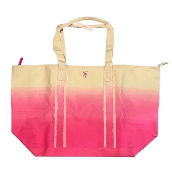 Victoria’s Secret Ombré Canvas Beach Travel Tote Bag - Picture 4 of 7